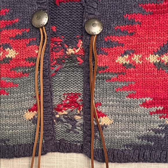 Vintage Ralph Lauren Hand Knit Vest with southwest Patterns - Picture 2 of 5